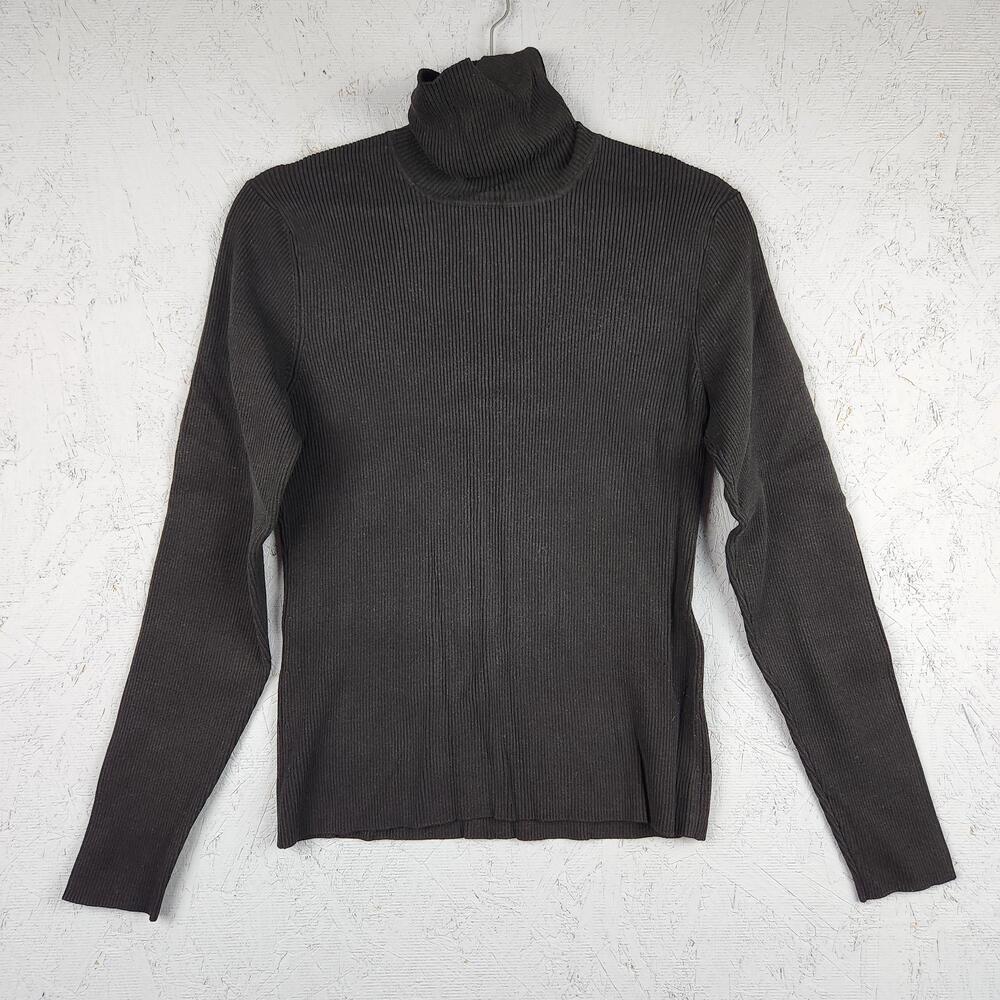 Cable & Gauge Sweater Womens XL Gray Ribbed Turtleneck Silk Blend Top Pullover